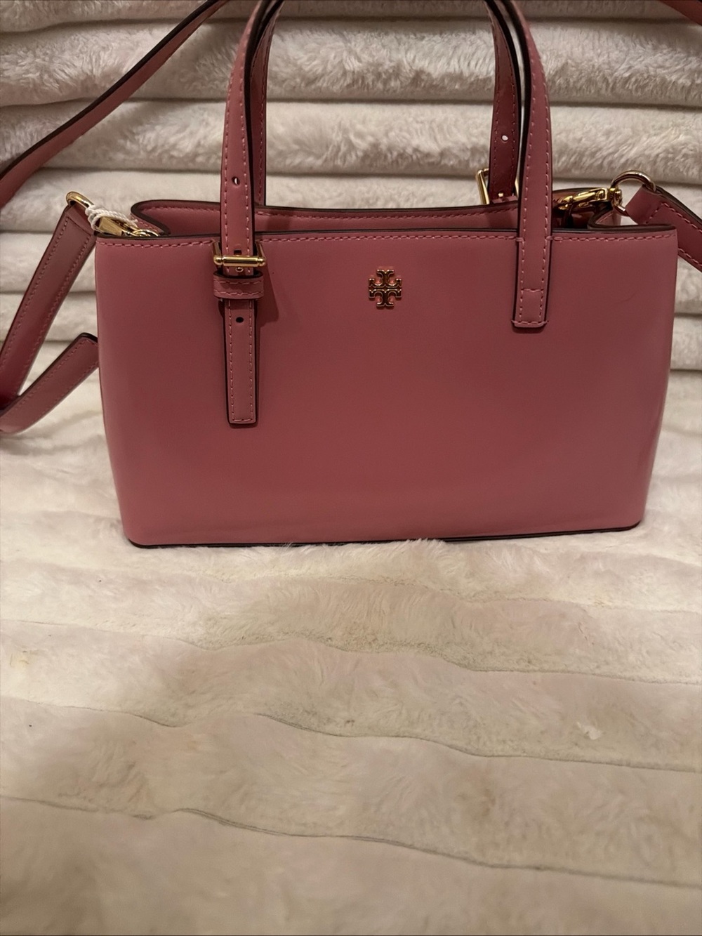 Tory Burch Rose Pink Leather Mini Satchel with Gold Hardware - Picture 11 of 11